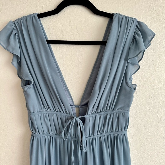 Lulu’s I'm All Yours Slate Blue Ruffled Maxi Dress Size Small - Picture 8 of 9